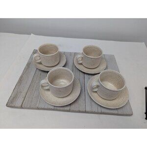 Set of 4 Homespun Stonecast Churchill Wild Strawberry Tea Cups & Saucers